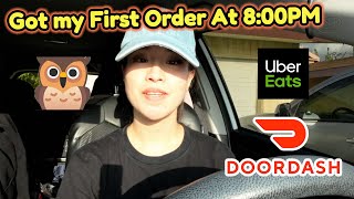 Got my first Order at 8:00Pm! Quick Night Delivering Uber Eats Ride Along Door Dash