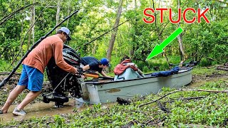 Pushing A Jet Boat Into Backwater For BIG Bass (Towee Skiff)