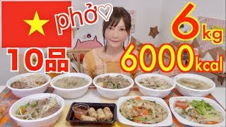 ⁣【MUKBANG】 10 Vietnamese Foods! Various Phở! Steamed, Raw & Fried Spring Rolls! 6Kg 6000kcal[Use 
