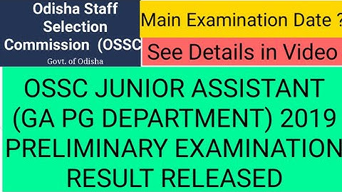 OSSC JUNIOR ASSISTANT RESULT| OSSC JUNIOR ASSISTANT 2019 PRELIM RESULT| OSSC JUNIOR ASST RESULT 2019