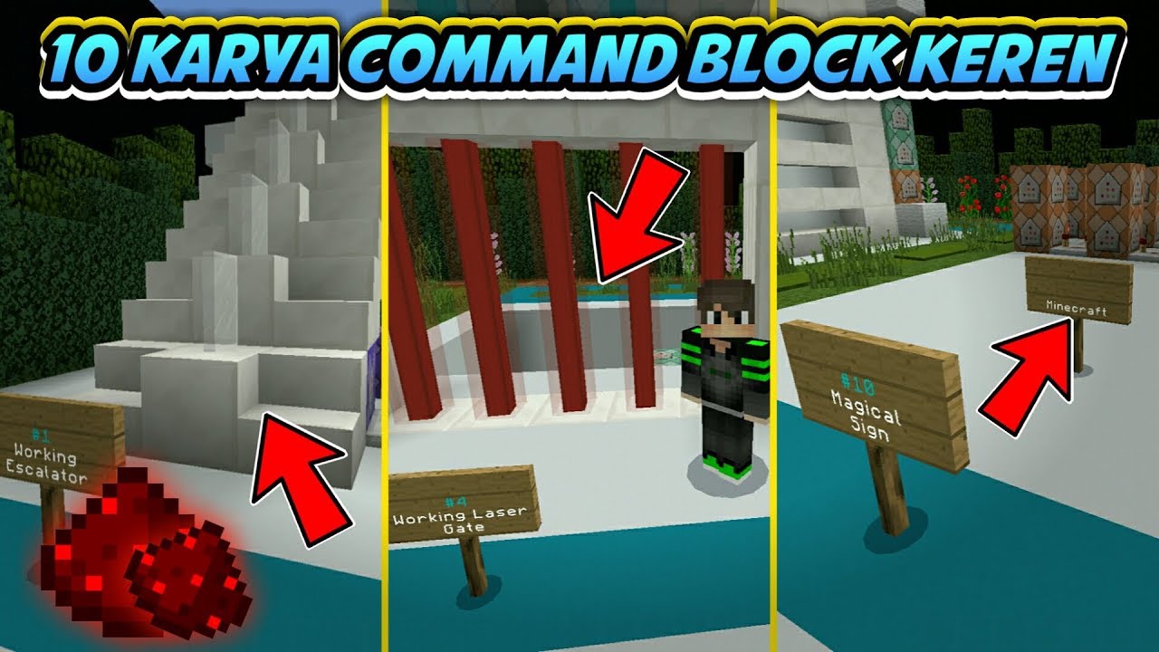 10 KARYA COMMAND BLOCK PALING KEREN DI MCPE BEDROCK EDITION! - YouTube