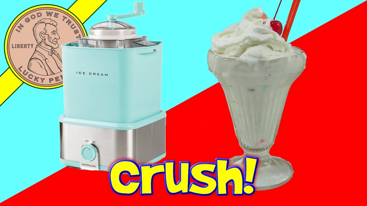 2-Quart Electric Ice Cream Maker With Candy Crusher, Aqua/Stainless Steel