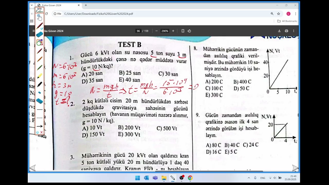 Güvən Mexaniki iş Güc Test izahı 2Cİ HİSSƏ