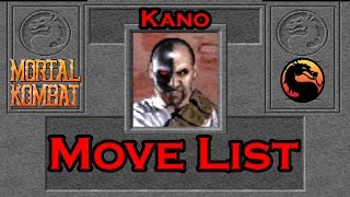 Mortal Kombat 1 (1992) - Kano Move List 