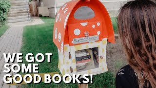 LITTLE FREE LIBRARY TOUR & BOOK HAUL: we got some fun new books and left a few for others