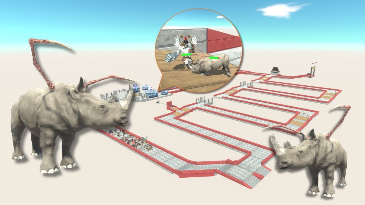 ESCAPE FROM ALIEN RHINOCEROS! 🦏💀 DEADLY HORN!  - Animal Revolt Battle Simulator