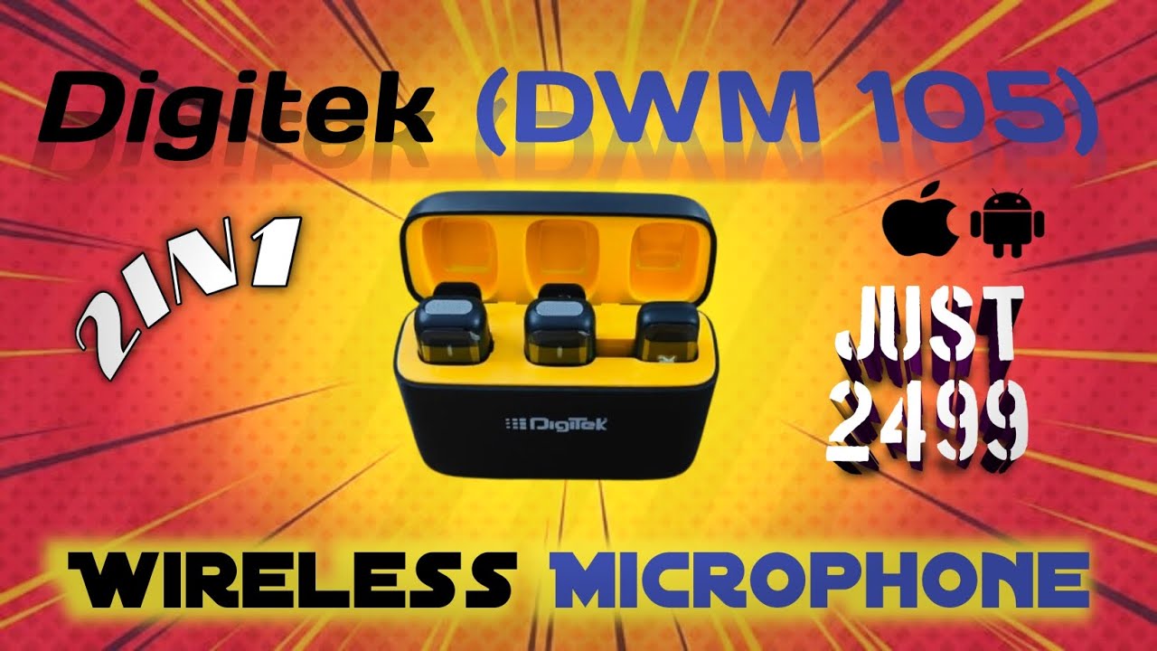 Digitek (DWM-105) 2 in 1 Wireless Microphone System with Type C & Lightning Interfac