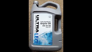 Honda Jazz Fit Fully Synthetic 0W-20 SN ILSAC GF-5 Engine Oil Ultra LEO Low Emission 5L Oil Filter