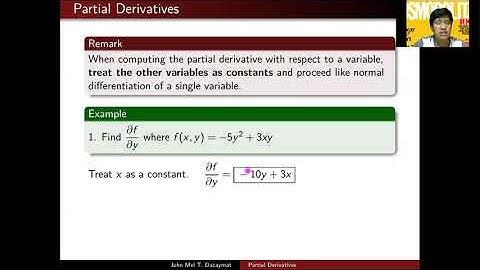 [Math 23] Disc 1.3 Partial Derivatives and Higher Order Derivatives (Part 1 of 2)
