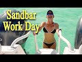 Florida keys sandbar and a little boat cleaning