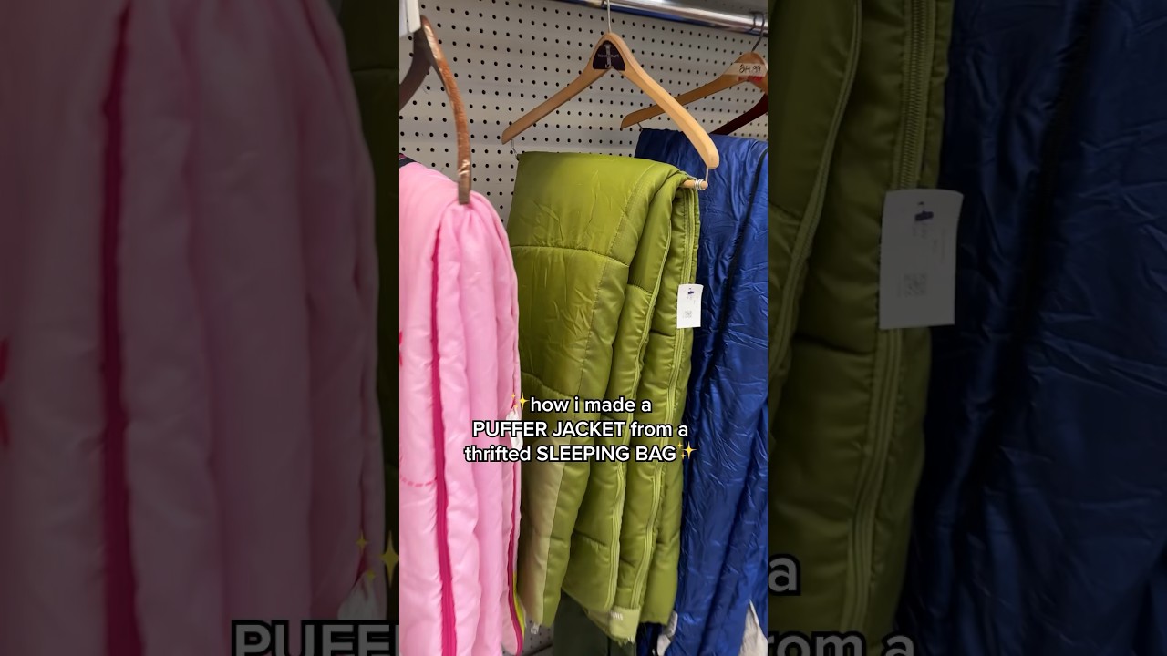 ✨ how I made a PUFFER JACKET from a SLEEPING BAG ✨ #upcycling  #sewing #thrifting