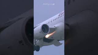 Close up take off Airbus A320 | wing condensation | insane noise #shorts