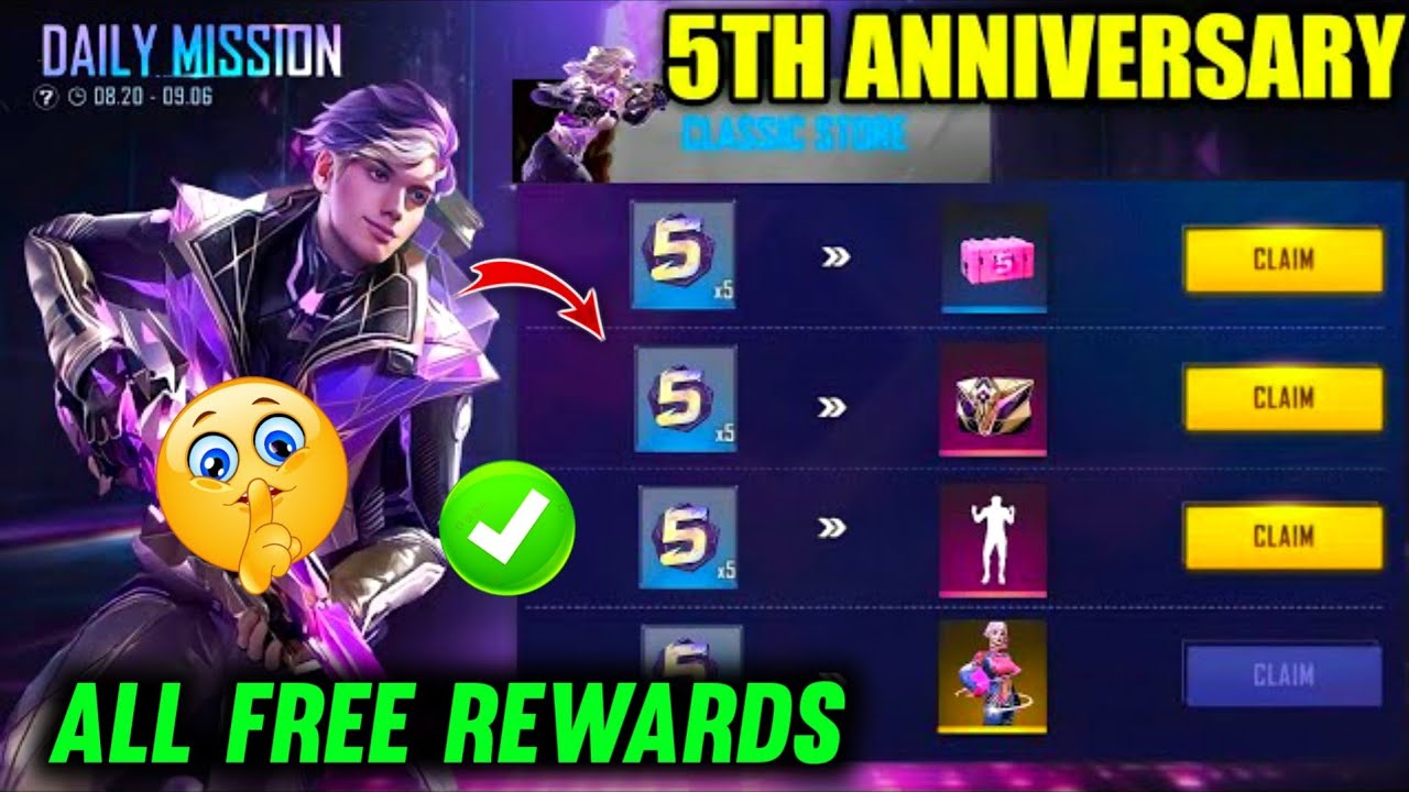 Free Fire 5th Anniversary Fully Details | 5th Anniversary kab Ayega 2022 | 5thAnniversary All Reward