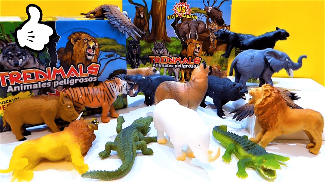 ANIMALES PELIGROSOS TREDIMALS Tigre Leon Hipopotamo  Dangerous Animals Blanditos