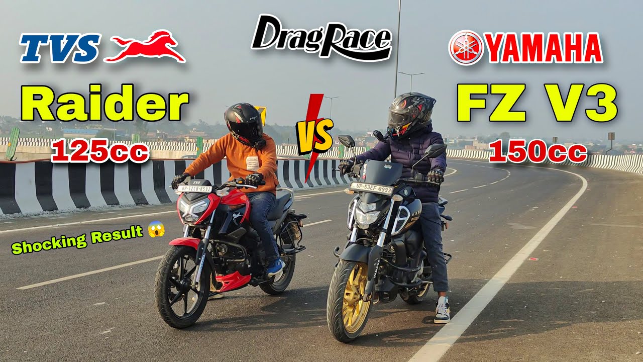 Raider 125cc vs Yamaha FZ V3 150cc Drag Race | unexpected result 😱