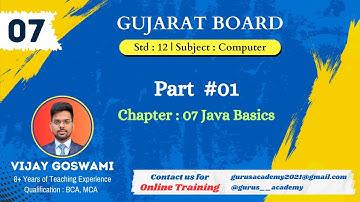 Part #01 | Chapter 7: Java Basics | Gujarat Board Class 12 Computer Science | #gseb #java #oop