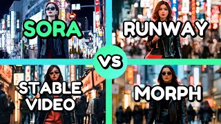The original Sora prompt comparison to Runway, Stable Video, Morph Studio & Pika