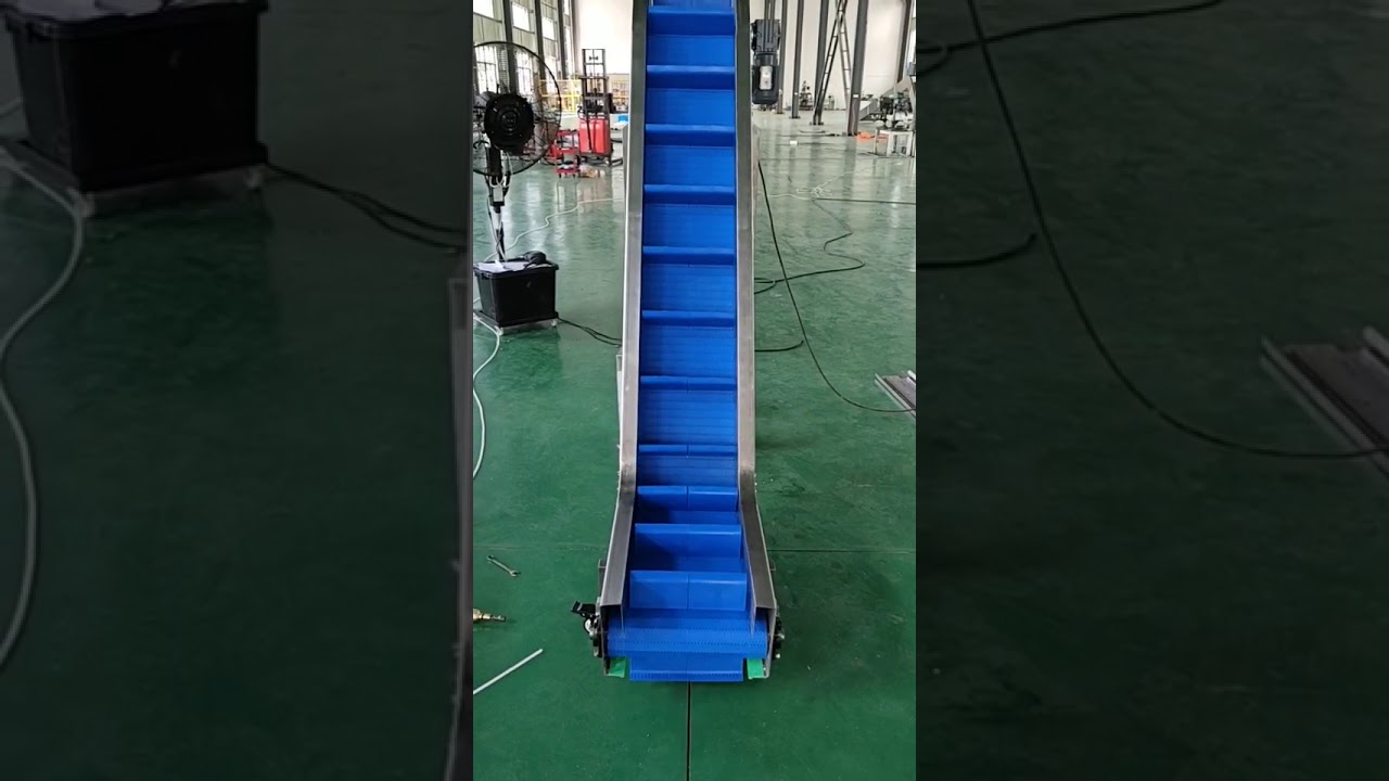 Blue modular belt inclined conveyor Z conveyor artical conveyor testing in MAXSEN conveyor factory