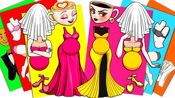 💖Paper DIY💖 PREGNANT BRAINROT: POOR Ballerina Cappuccina & RICH Espresso Signora - Sticker Book