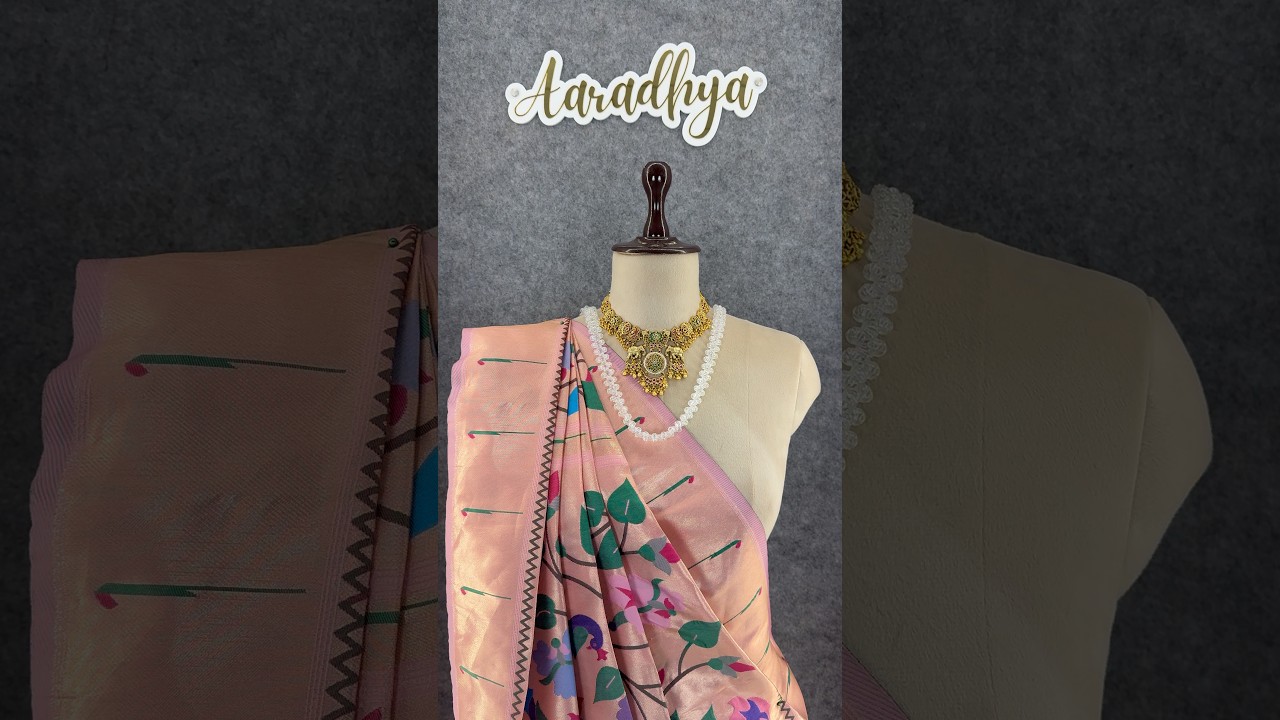 Blush Pink Multicolor Floral Motifs Paithani Silk Saree