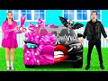 ピンクの車と黒い車のチャレンジ | 面白いシチュエーション KiKi Challenge