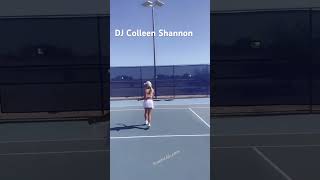 DJ Colleen Shannon Plays tennis at her shoe commercial photo shoot