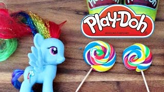 Play Doh: How to Make a Rainbow Lollipop and Candy Cane for My Little Pony