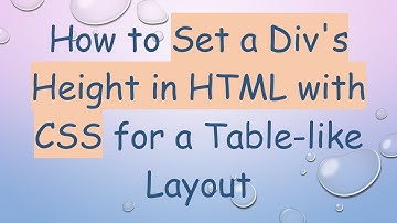 How to Set a Div