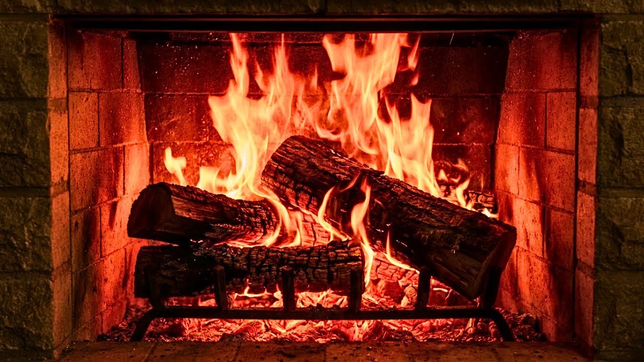 Intense Crackling Fire | Cozy Brick Fireplace | Deep Sleep and Stress Relief | No Ads