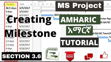 Ms project Amharic አማርኛ tutorial- Creating Milestone - section 3.6