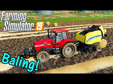 Let S Play Farming Simulator 19 3 Baling The Straw Youtube