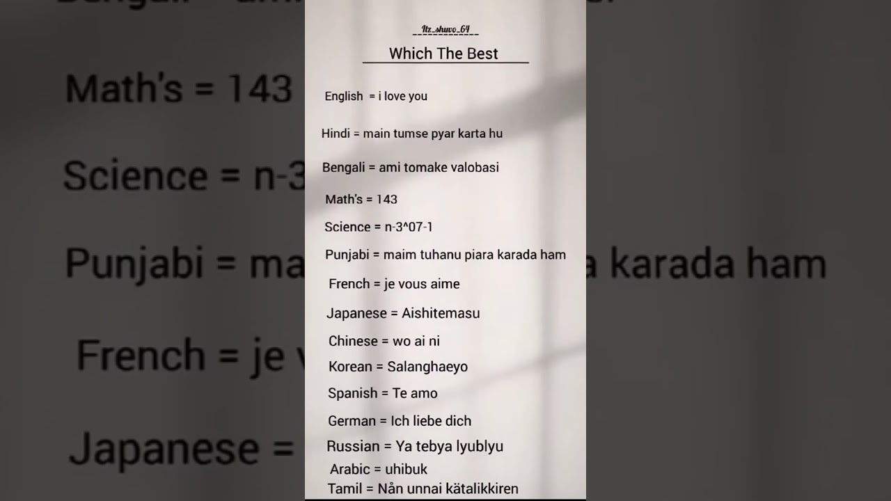 say ' i love you ' in different languages. 