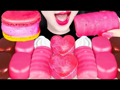 ASMR PINK ICE CREAM MOCHI MUKBANG핑크 아이스크림 먹방