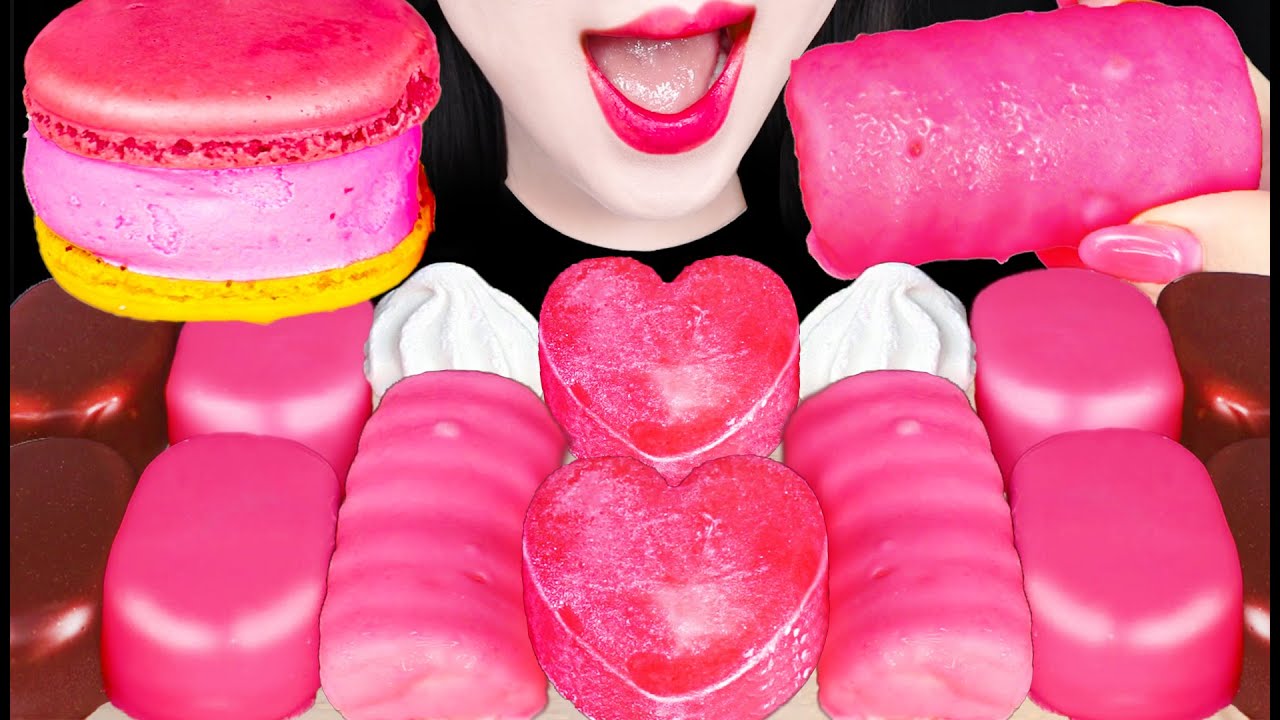 ASMR PINK ICE CREAM MOCHI MUKBANG핑크 아이스크림 먹방