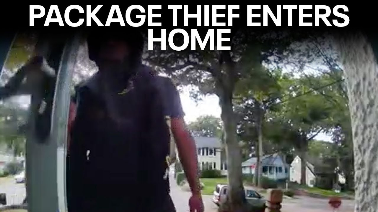 Man caught on camera walking into home to steal package - YouTube