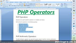 PHP ARITHMETIC OPERATORS | PART-8  HINDI