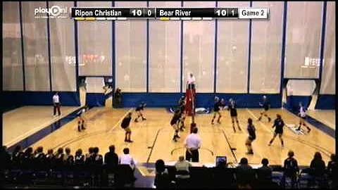 Bear River #22 Kirsten Pereira with a huge block