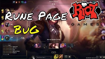 RUNE PAGE BUG RIOT PLEASE- League of Legends