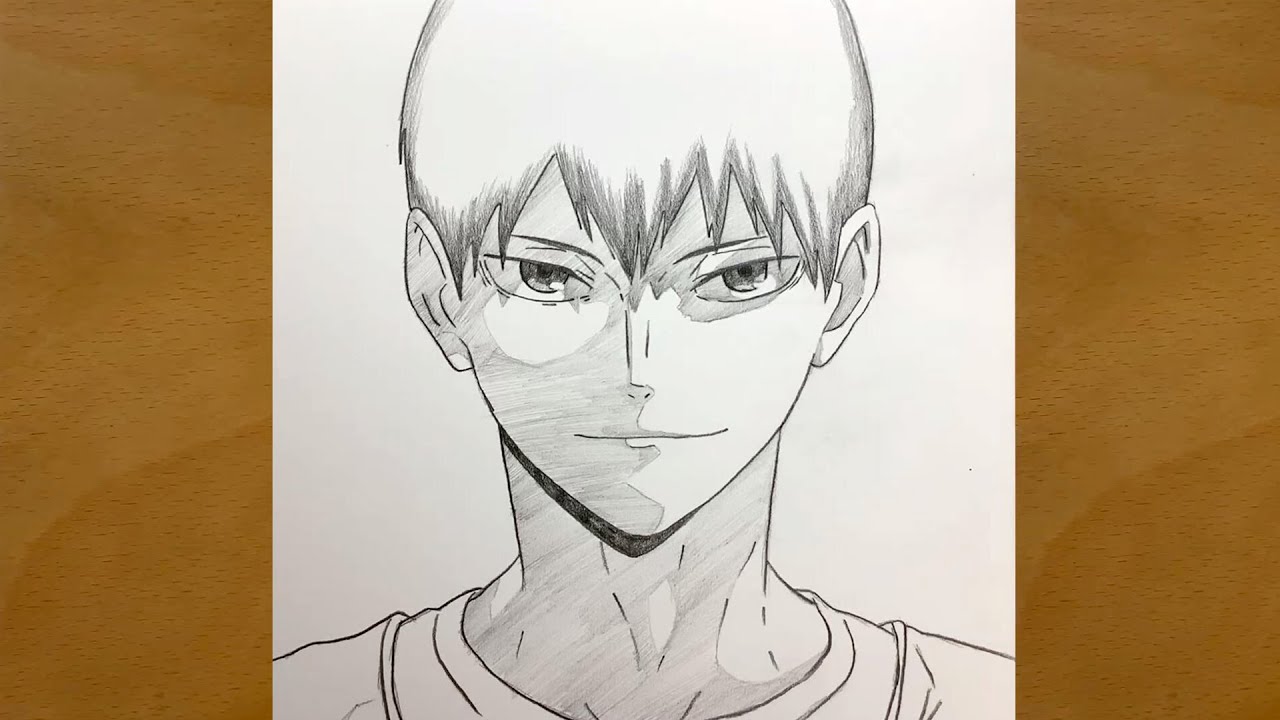Anime sketch | Draw Kageyama Tobio from haikyuu step-by-step | Draw ...