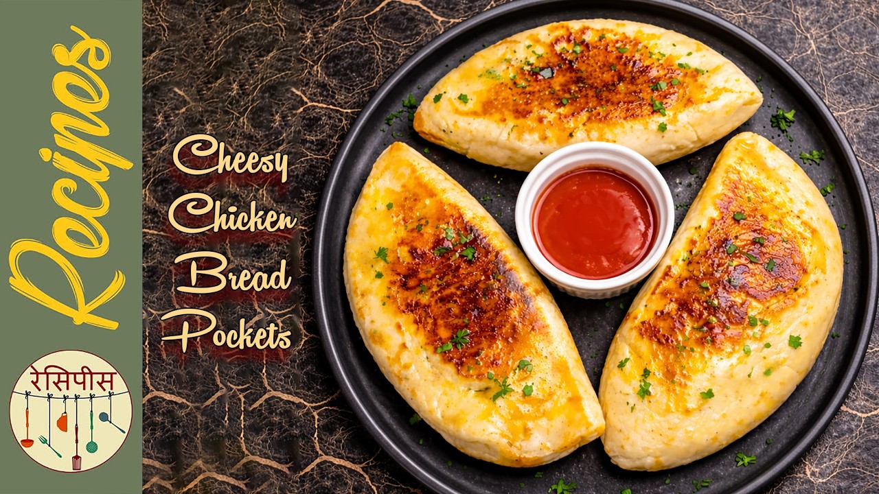 Cheesy chicken Bread Pockets Recipe | Bakery Style Chicken Stuffed Bread at Home