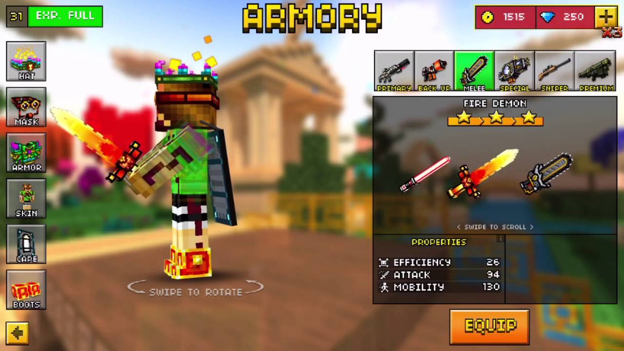 Pixel gun 3D | chainsaw sword arm glitch \._./