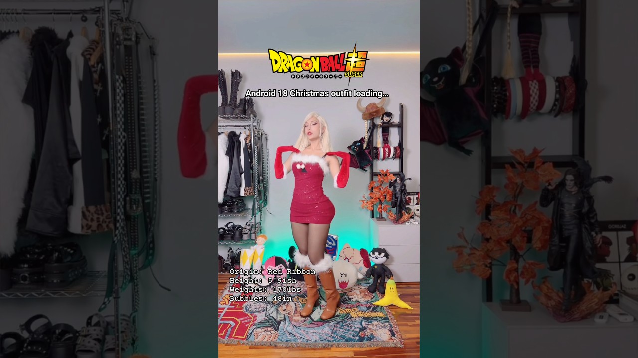 Android 18 celebrating Christmas EFFICIENTLY 😳 #anime #cosplay
