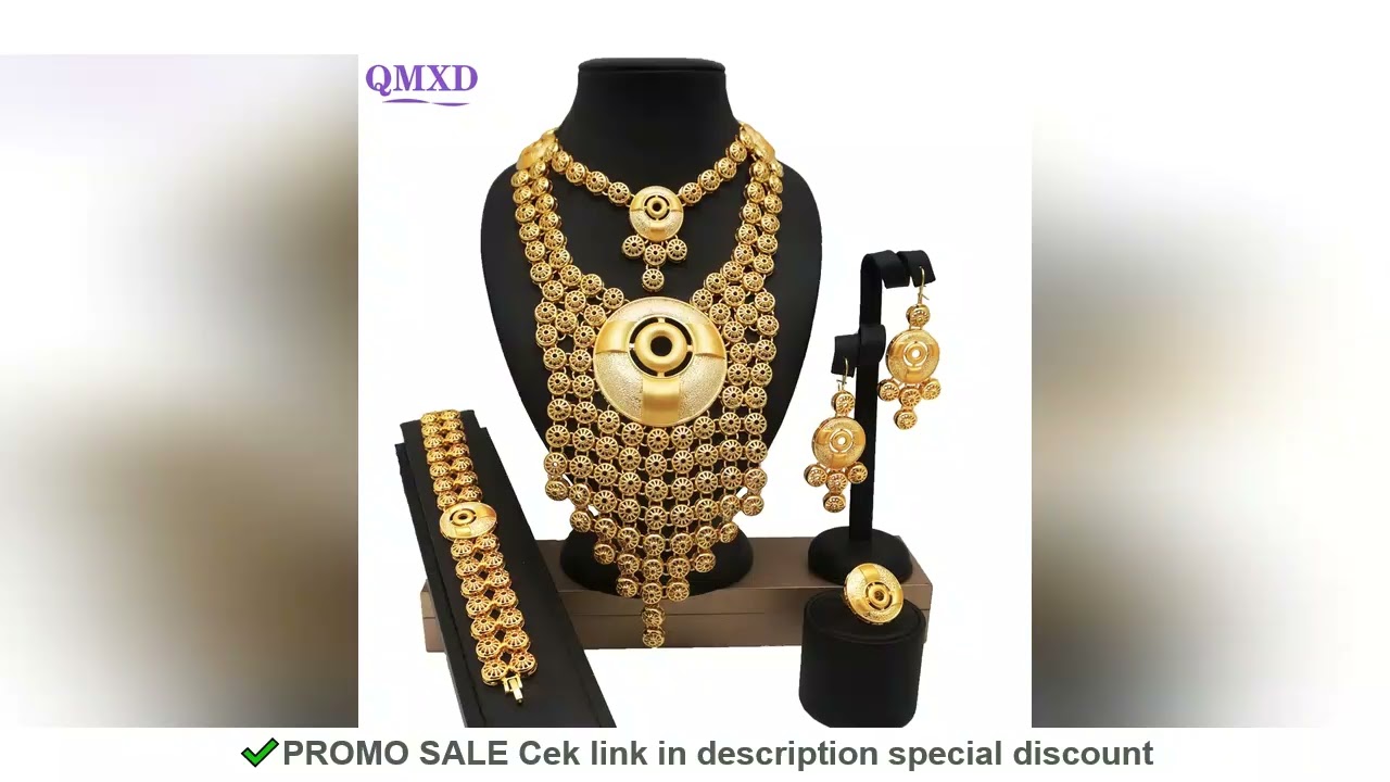 African Big Jewelry Sets Wedding Bridal Party Jewelry set Gold Color Fine Jewelry sets African Women