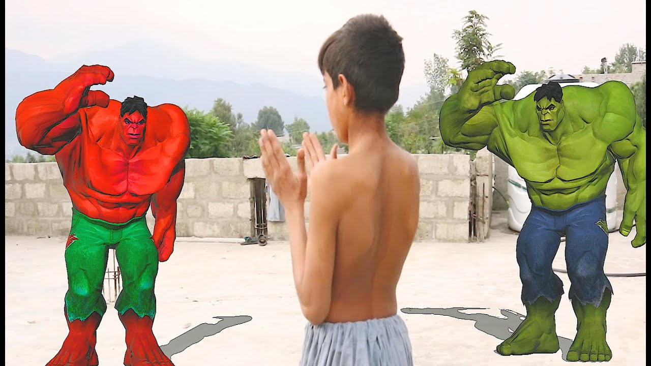 Green Hulk and Red hulk vs crazy boy fight - YouTube