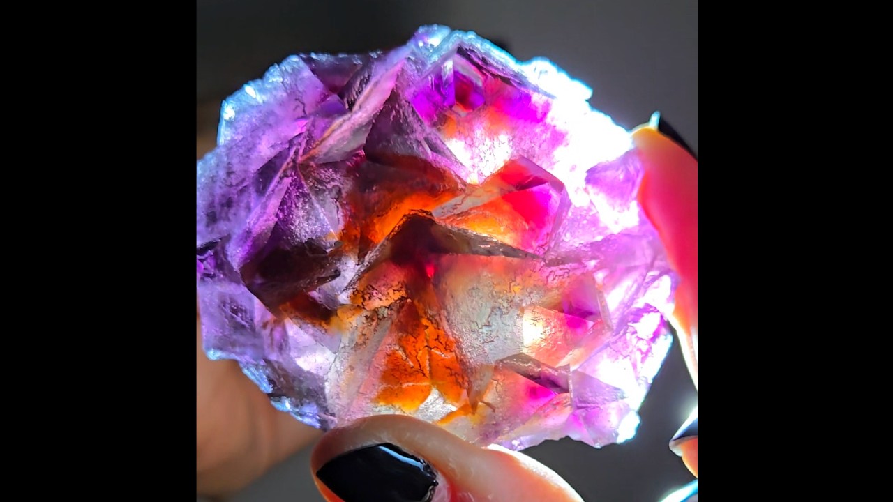 Red phantom octahedral fluorite from China - FL293