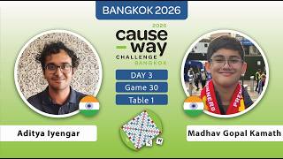 Scrabble's Causeway Challenge | Aditya Iyengar vs Madhav Gopal Kamath | Day 3 Table 1 Game 30