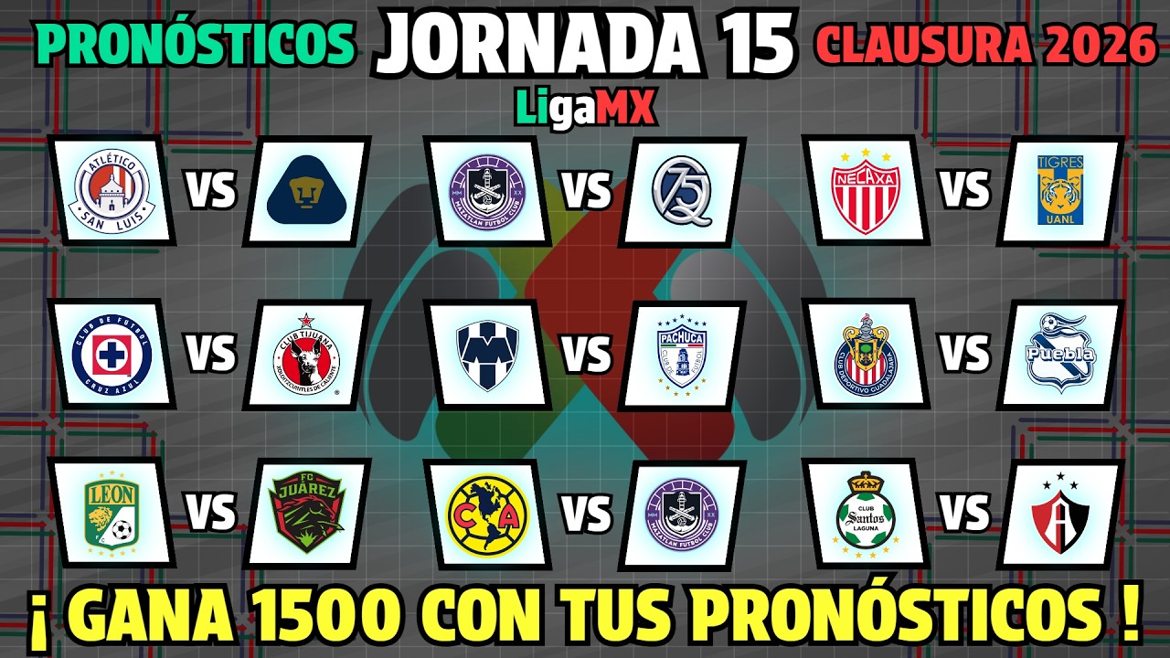 PRONÓSTICOS para la JORNADA 15 Liga MX CLAUSURA 2026 - YouTube