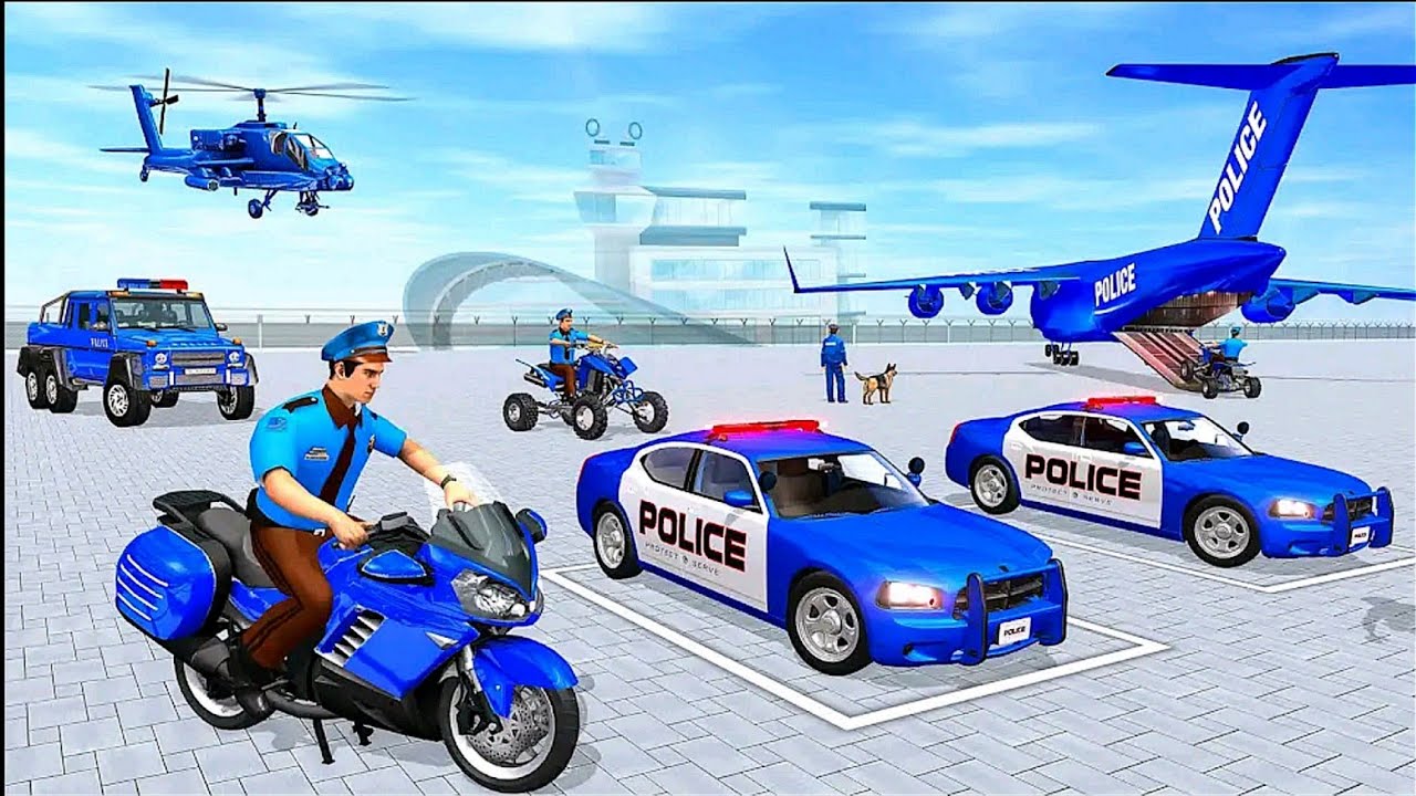 US Police Car Transporter Game: Man Drive And Transport Cargo Airplane Ship - Android iOS Gameplay