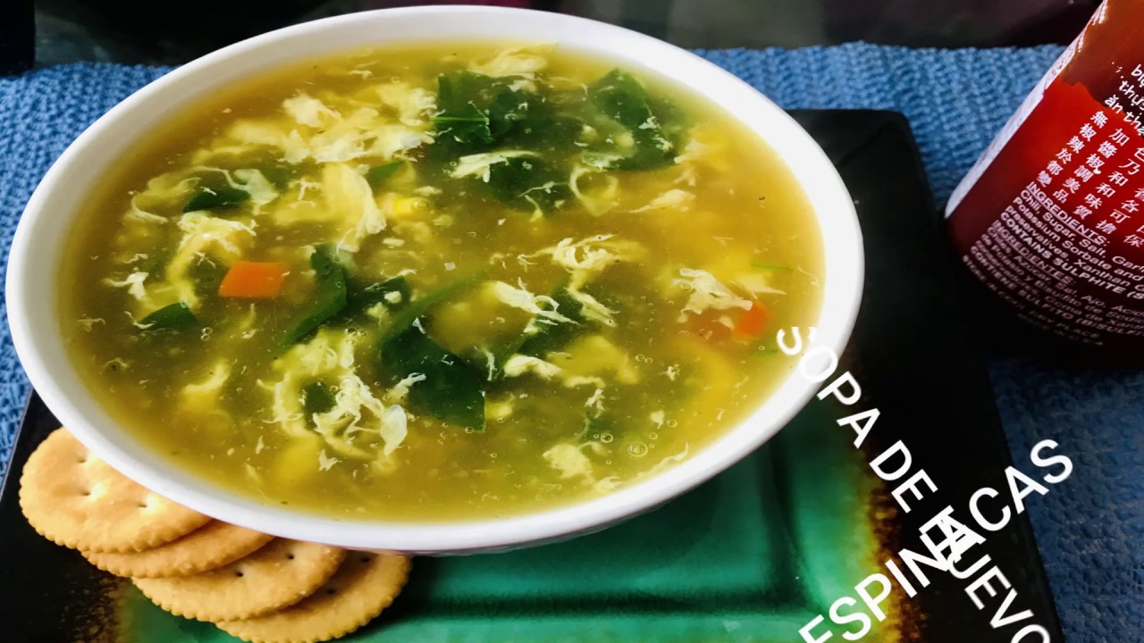 SOPA DE HUEVO Y ESPINACAS. YouTube