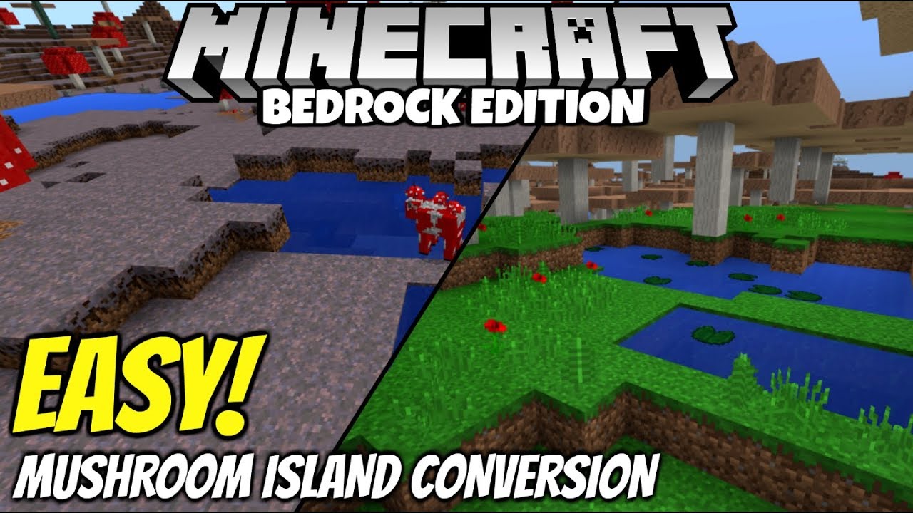 Minecraft Bedrock How To Transform Mushroom islands! Super Simple ...
